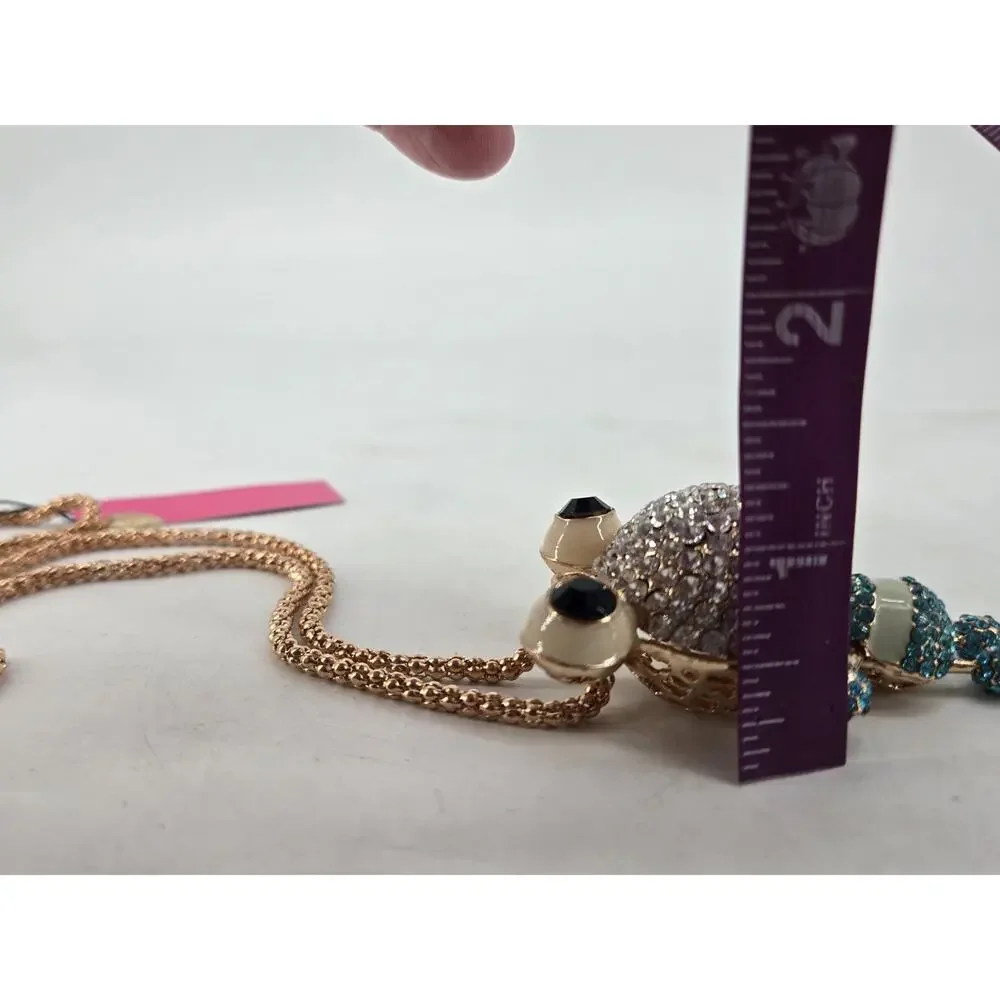 Y2K Bling Whimsical Rhinestone Frog Pendant Necklace Betsey Johnson NOS
